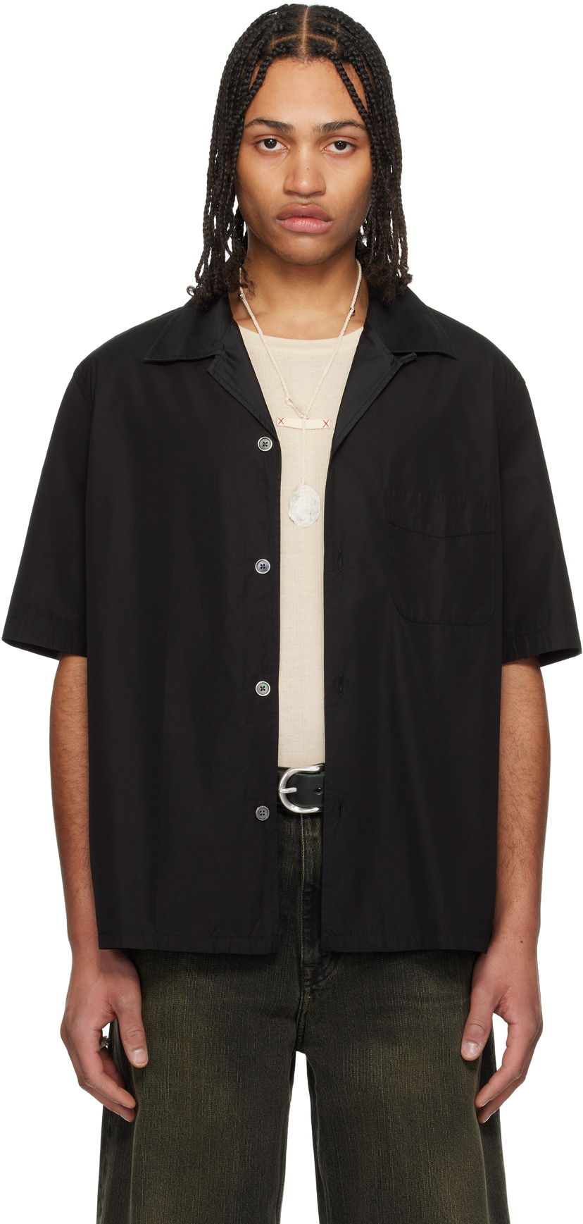 Košulja OUR LEGACY Our Legacy Heusen Short Sleeve Shirt Crna | M2252HBE