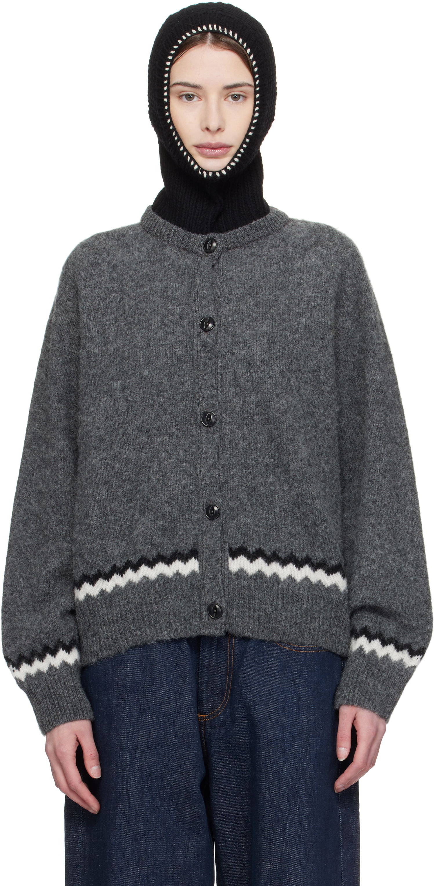 Džemper YMC YMC Atomic Zig Zag Cardigan Siva | Q8XMD, 0