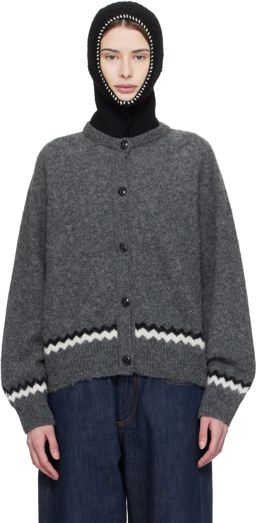 Džemper YMC YMC Atomic Zig Zag Cardigan Siva | Q8XMD
