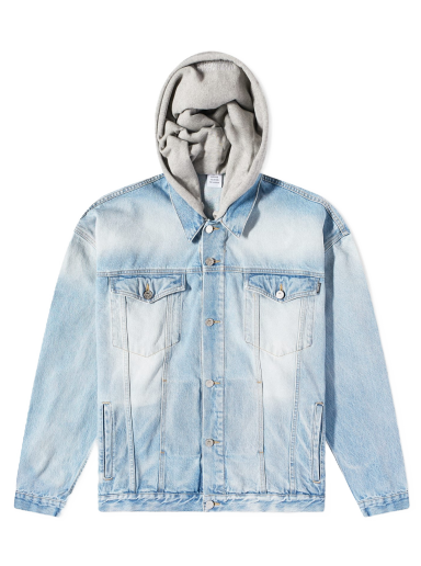 Jakna VETEMENTS Hooded Denim Jacket Light Blue Plava | UE54JA320N