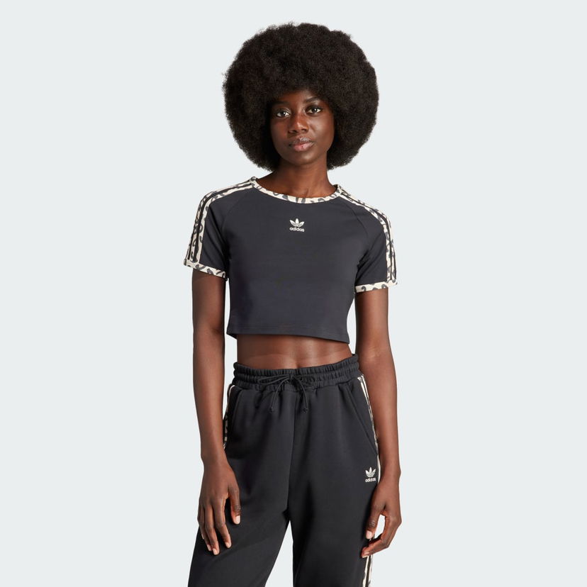 Crop top adidas Originals Leopard Luxe Baby Tee Crna | IY7062