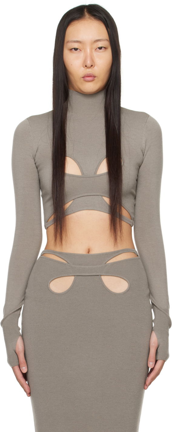 Crop top Dion Lee Mobius Loop Cutout Long Sleeve Top Siva | A7783PS24