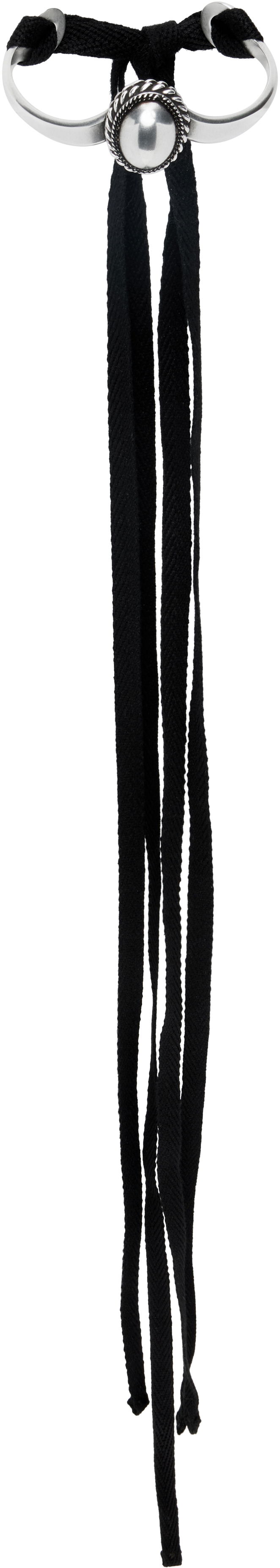 Narukvica Ann Demeulemeester Ann Demeulemeester Leja Cabochon Cord Bracelet Crna | B0012994-JW021-070