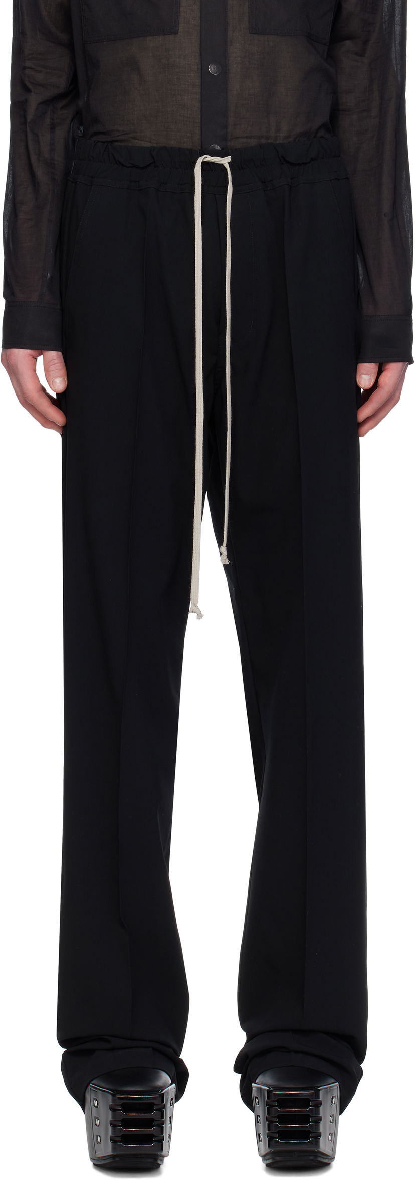 Hlače Rick Owens Rick Owens Hollywood Dietrich Drawstring Trousers Crna | RU01E5378 WLP