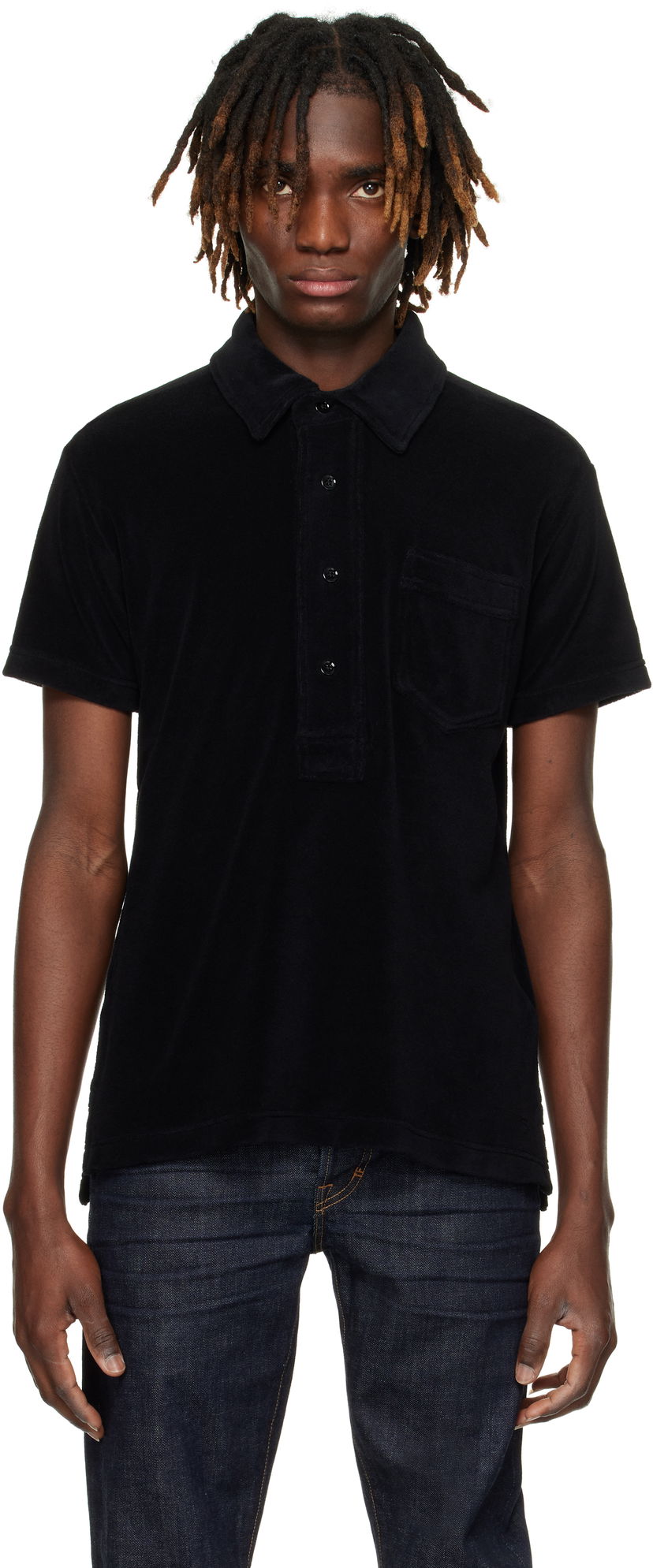 Polo majica Tom Ford Tom Ford Towelling Polo Crna | JPS009-JMC053S25