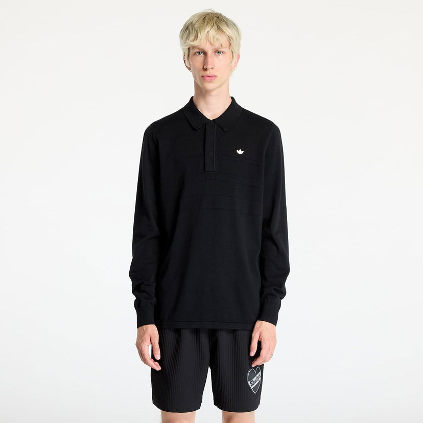 Polo majica adidas Originals Long Sleeve Polo Tee Black Crna | IY9955