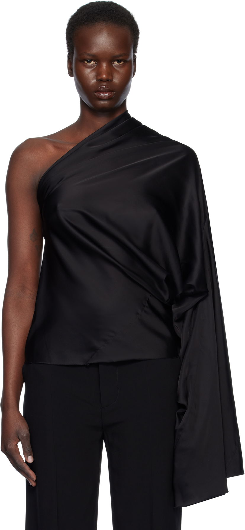 Majica bez rukava Rick Owens Rick Owens Hollywood One Sleeve Top Crna | RP01E7234 SCH
