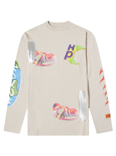 Majica kratkih rukava HERON PRESTON Global Collage Oversized Tee Bež | HMAB022S22JER0010945