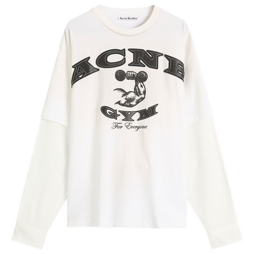 Majica kratkih rukava Acne Studios Acne Studios Exford U Layered Long Sleeve T-Shirt, Size Small Bijela | CL0404-DC6