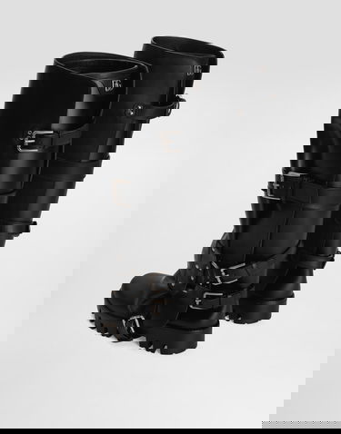 Dodaci Dolce & Gabbana Dolce & Gabbana Calfskin & Rubber Buckle Knee-High Boots Crna | CU1288AX8728B956, 2