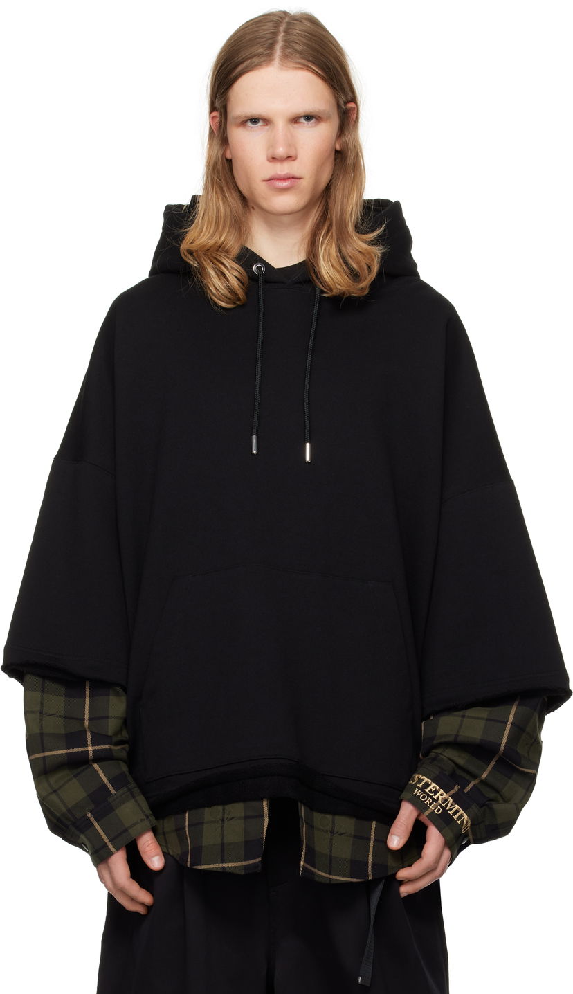 Dukserice Mastermind WORLD Layered Boxy Hoodie Crna | MW24S13-SW008-900