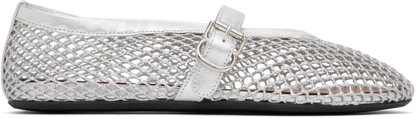Odjeća Alaïa ALAÏA Fishnet Ballerina Flats Metalik | AA3A029TK028