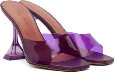 Njega cipela Amina Muaddi Amina Muaddi Lupita Glass Slipper Heeled Sandals Ljubičasta | LUPITA GLASS SLIPPER CL PLEXI PV, 3