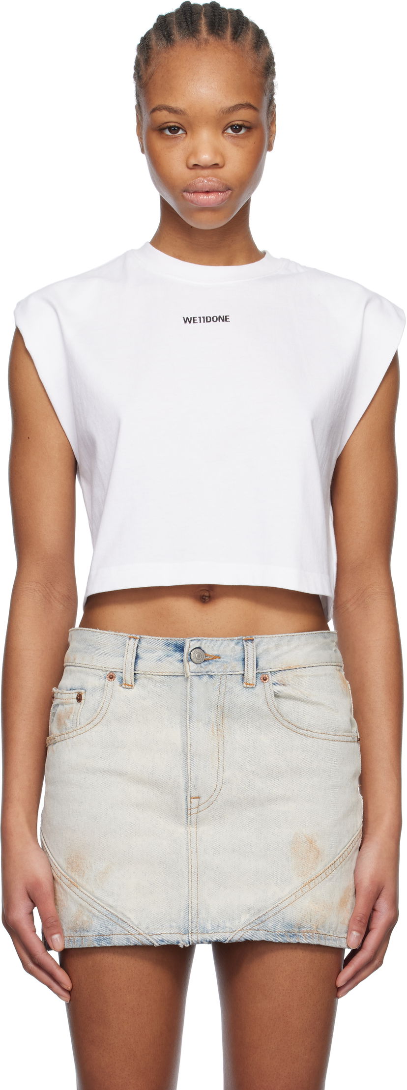 Majica bez rukava We11done We11done Sleeveless Crop Top Bijela | WD-TT0-25-710-W-WH