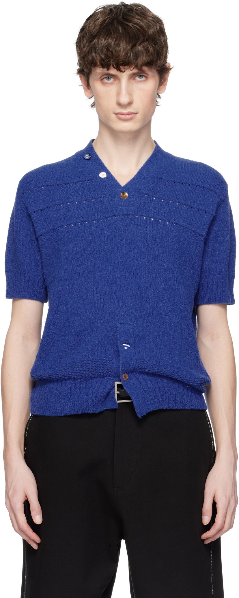 Džemper ADER ERROR ADER error Knitted V-Neck Sweater Plava | BO01SSKT0502BL
