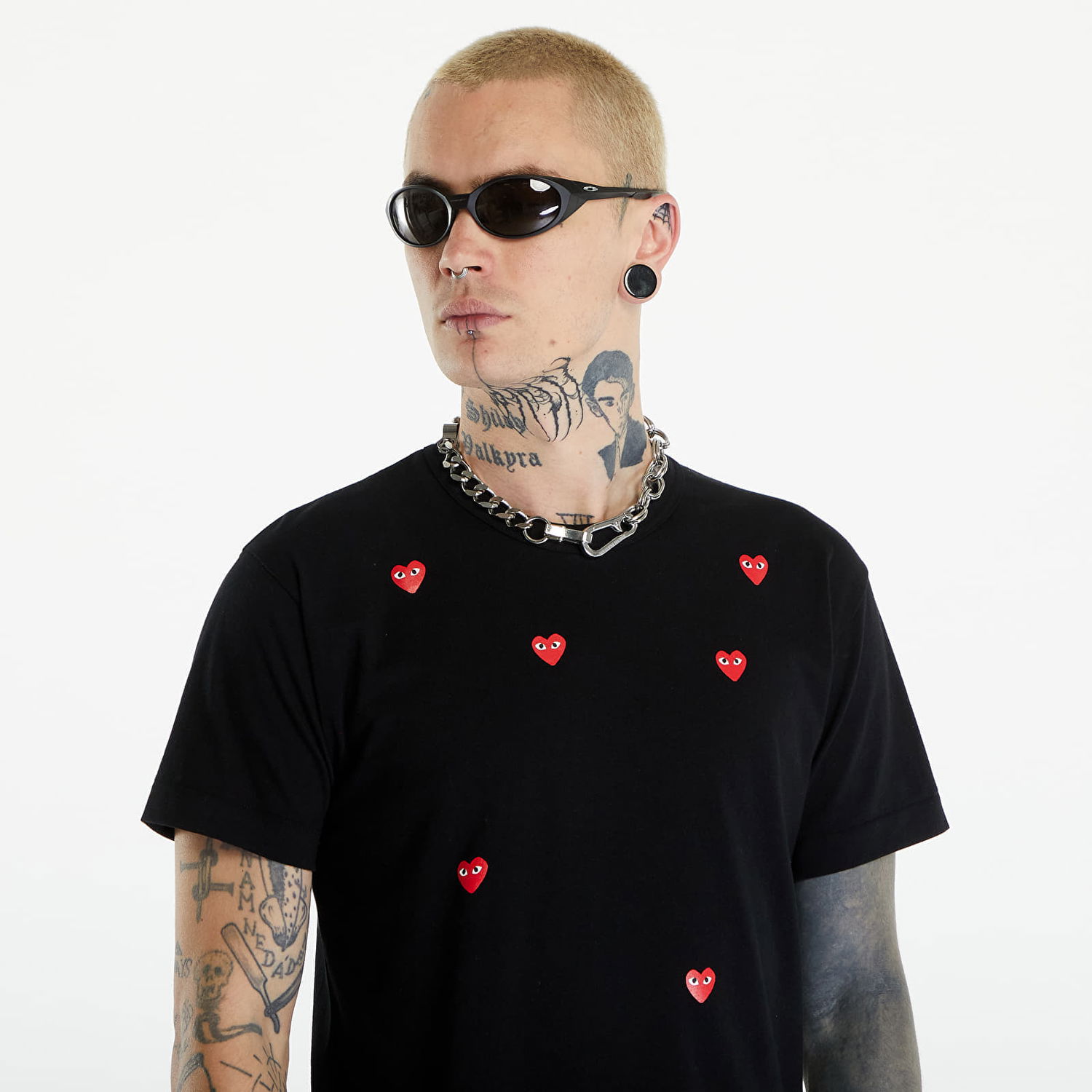Majica kratkih rukava Comme des Garçons PLAY Short Sleeve Logo Print T-Shirt UNISEX Black Crna | AXT338 black, 1