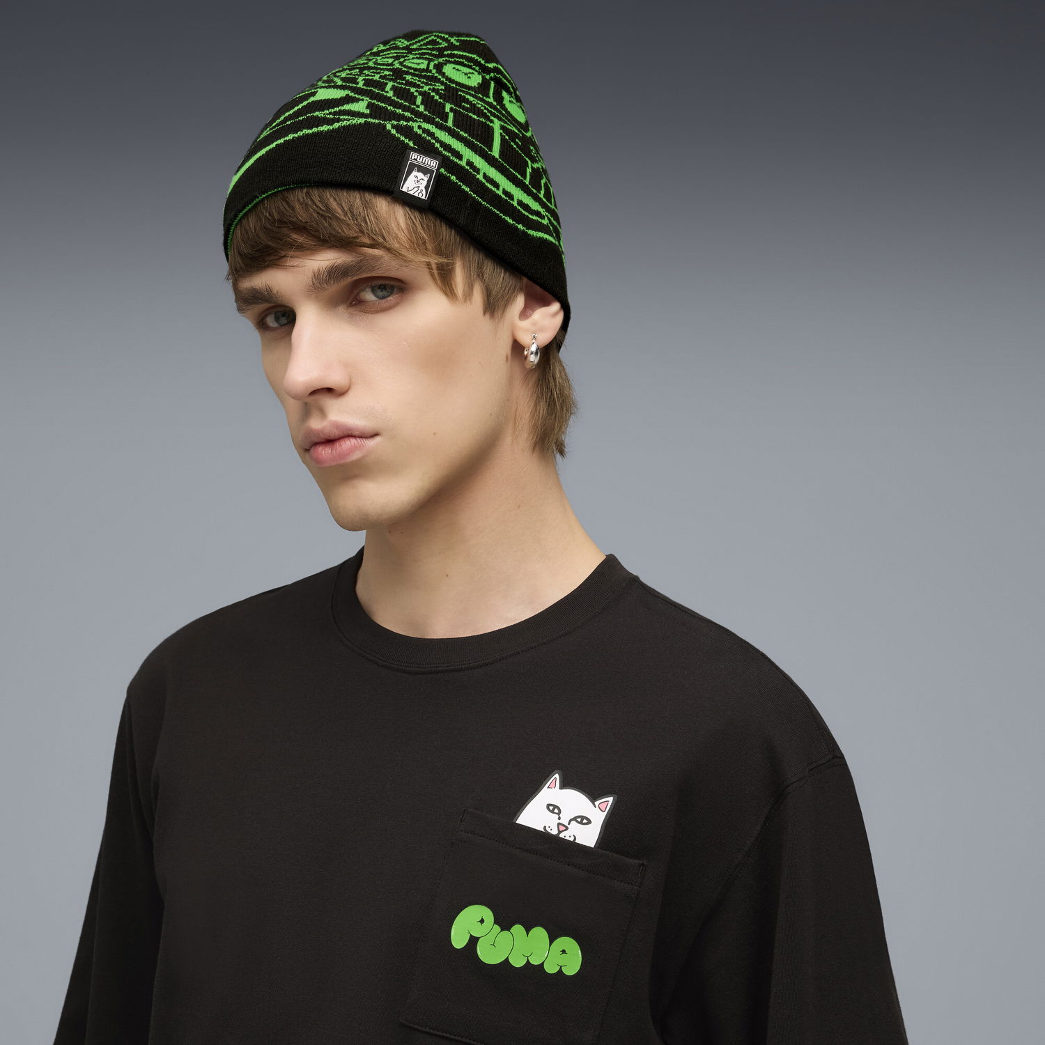 Kapica Puma PUMA x RIPNDIP Knitted Beanie with Graphic Print Crna | 026596_01, 1