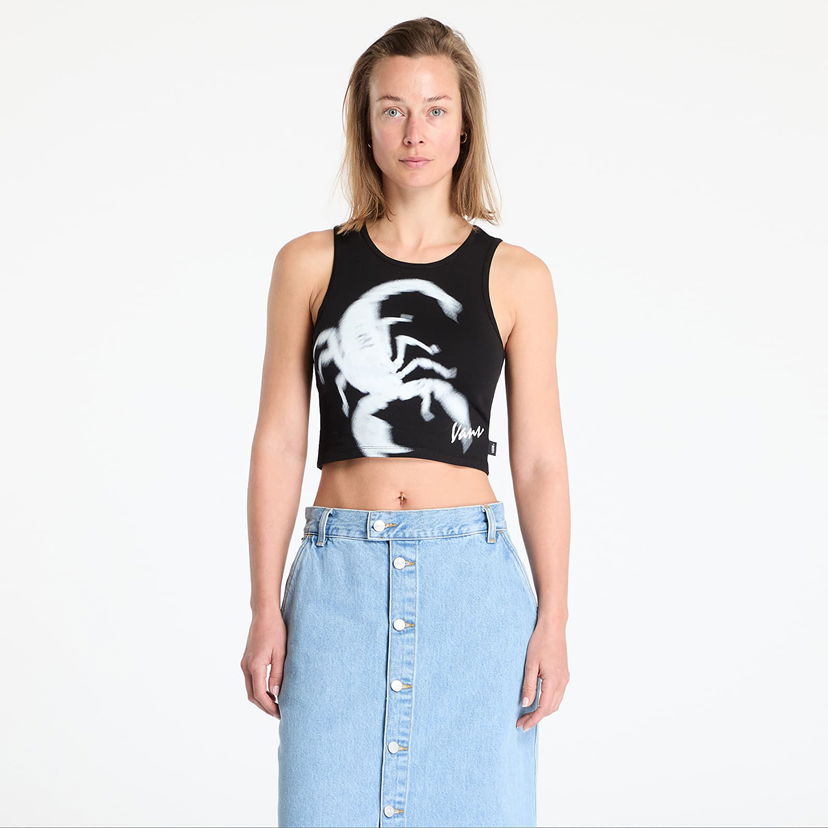 Majica bez rukava Vans Vans Venom Fitted Crop Tank Top Crna | VN000MC1BLK1