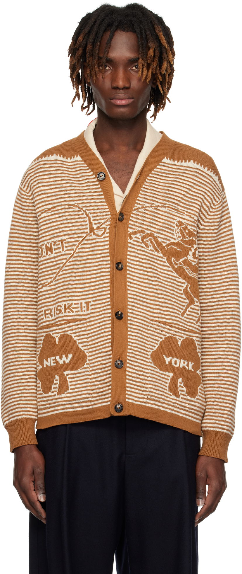 Džemper Bode Bode Buckaroo Knit Cardigan Smeđa | MRS25KT012