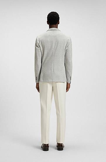 Jakna BOSS Slim Fit Checked Stretch Blazer Siva | 50551598, 1