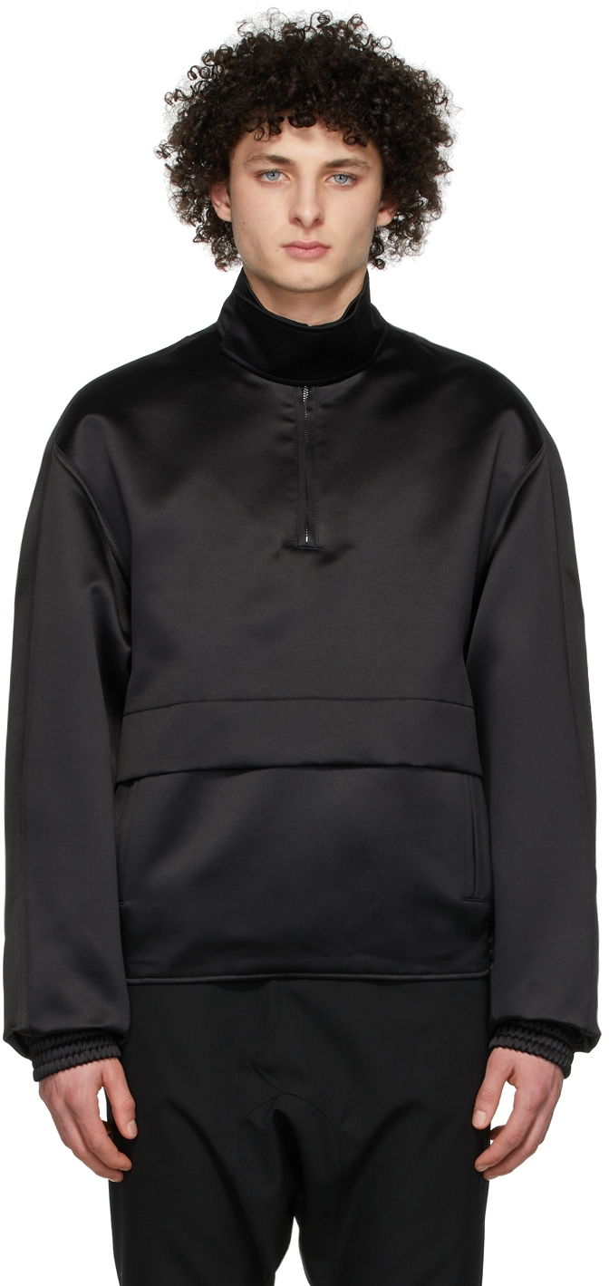 Dukserice We11done We11done Half-Zip Mock Neck Polyester Anorak Crna | WD-JK1-22-075-M-BK
