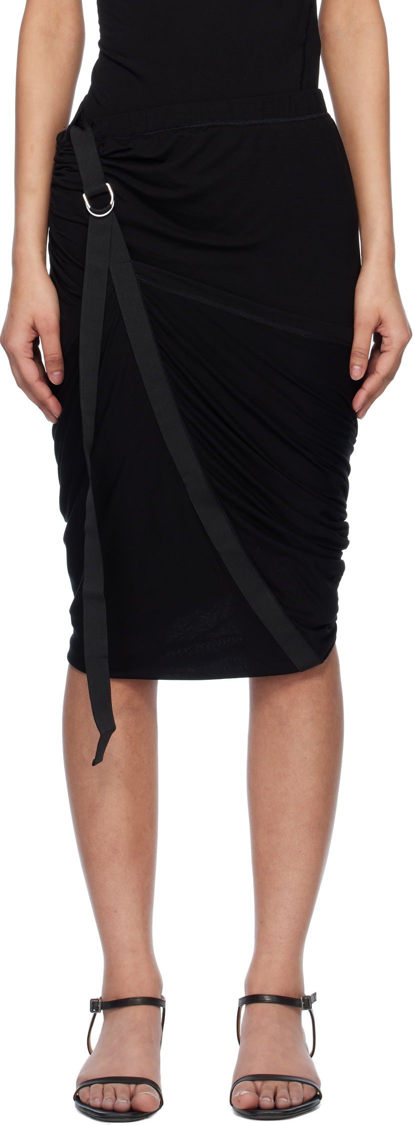 Suknja Helmut Lang Helmut Lang Wind Midi Skirt Crna | O09HW302