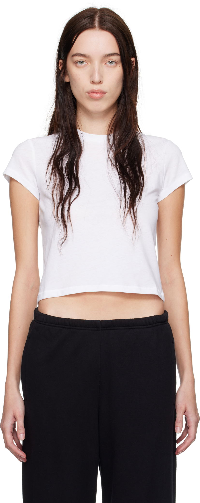 Crop top SKIMS Relaxed Tees Shrunken Cropped T-Shirt Bijela | SS-STT-6128W