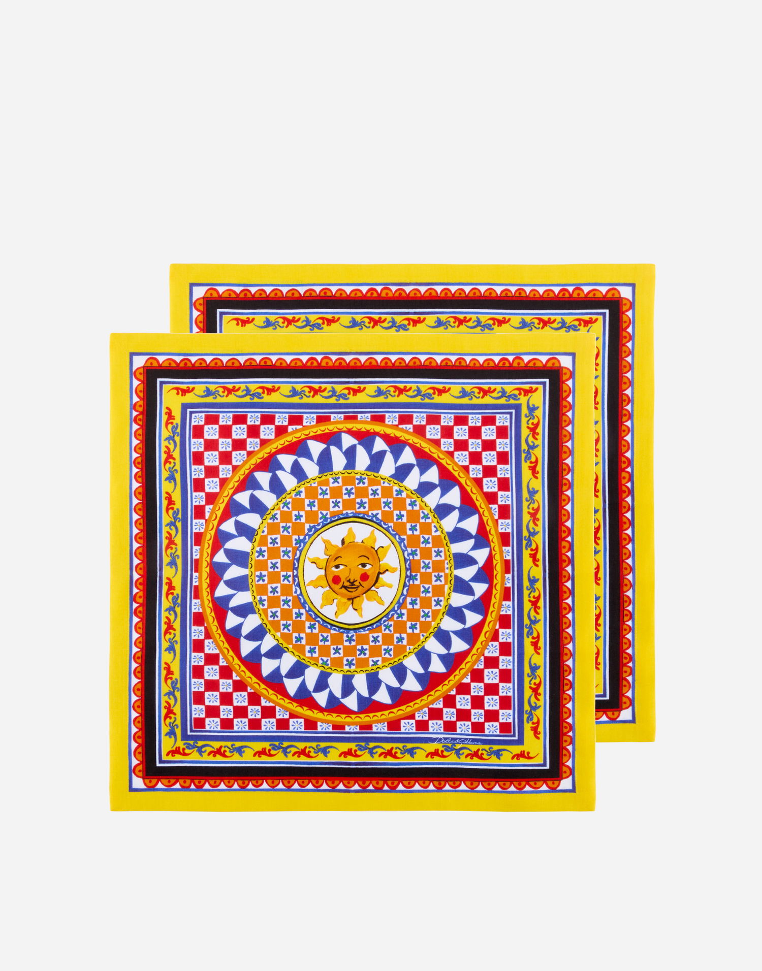 Home decor Dolce & Gabbana Set Of 2 Linen Napkins With Sun Print Žuta | TCGS05TCADNUC082, 0