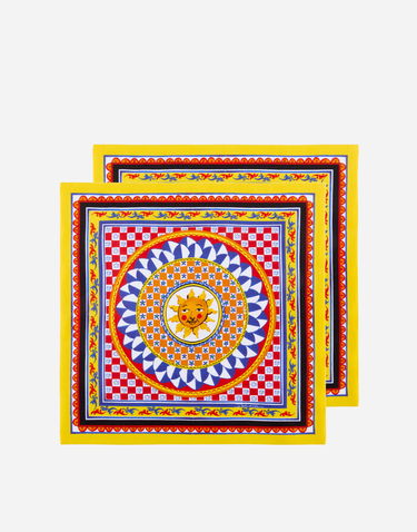 Home decor Dolce & Gabbana Set Of 2 Linen Napkins With Sun Print Žuta | TCGS05TCADNUC082, 0