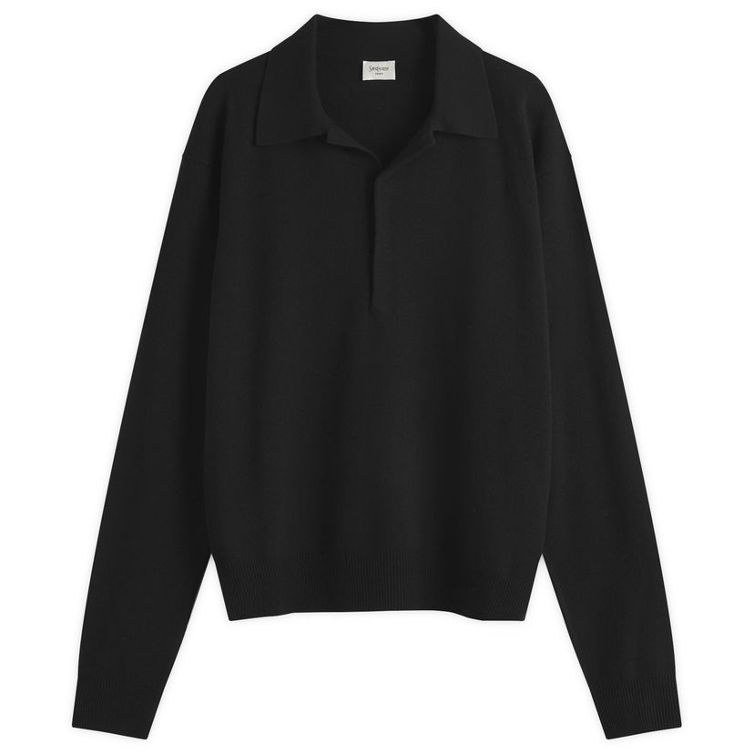 Džemper Saint Laurent Saint Laurent Long Sleeve Knitted Polo Shirt Crna | 817251-Y76XM-1000