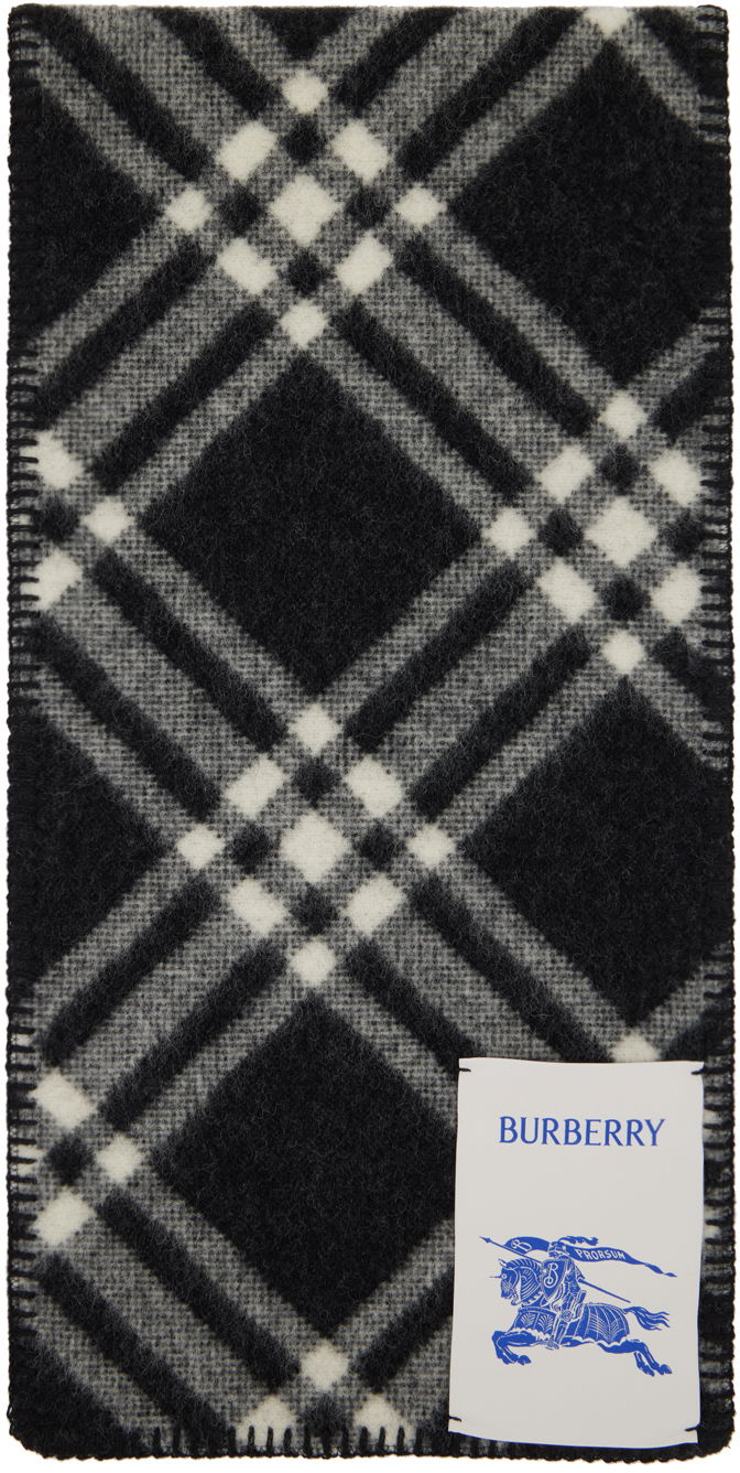 Šal Burberry Check Wool Scarf Black / Off-White Crna | 8079246