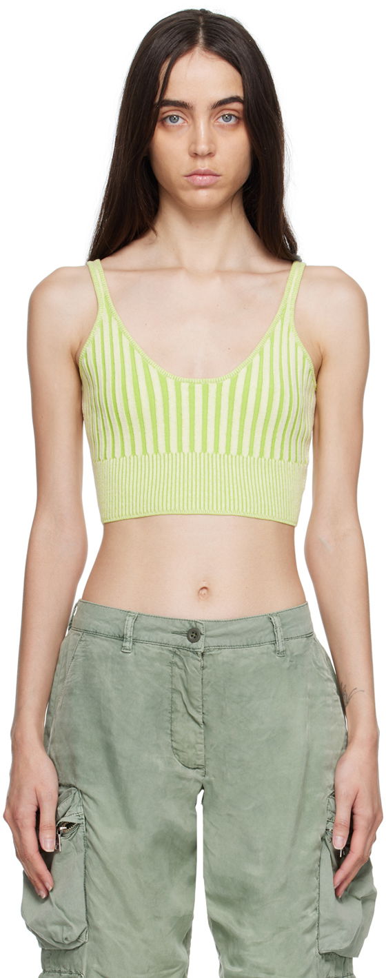 Majica bez rukava John Elliott Scoop Neck Striped Tank Top Zelena | WA045C13334A