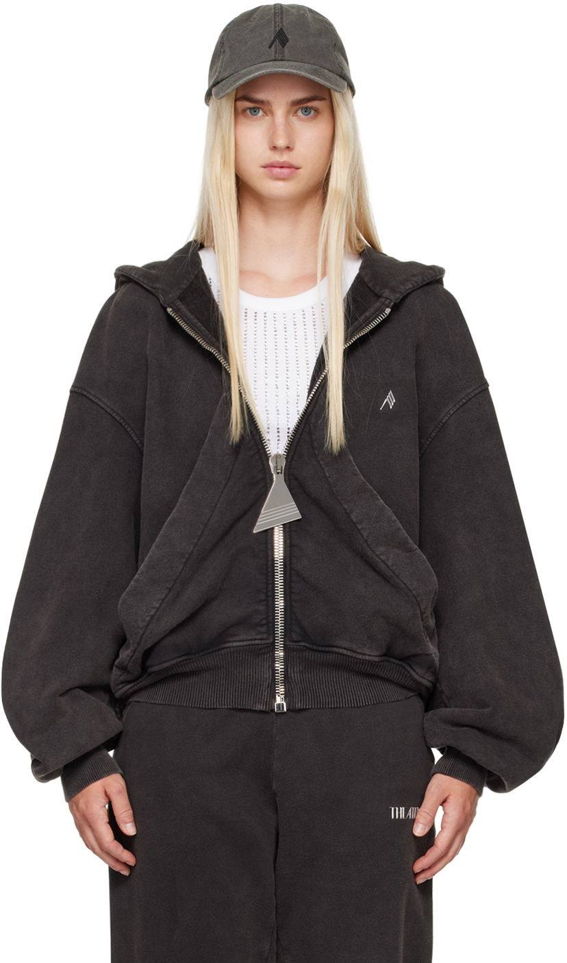 Dukserice The Attico The Attico Faded Zip-Up Hoodie Crna | 247WCF15 JF05