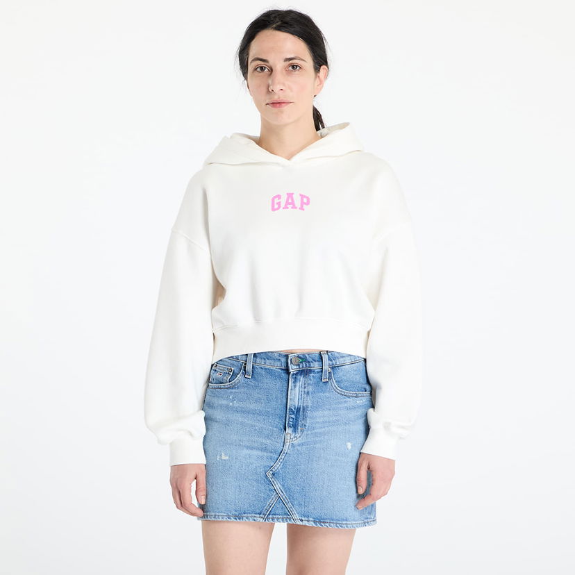 Dukserice GAP GAP Logo Cropped Hoodie Bijela | 841725-09