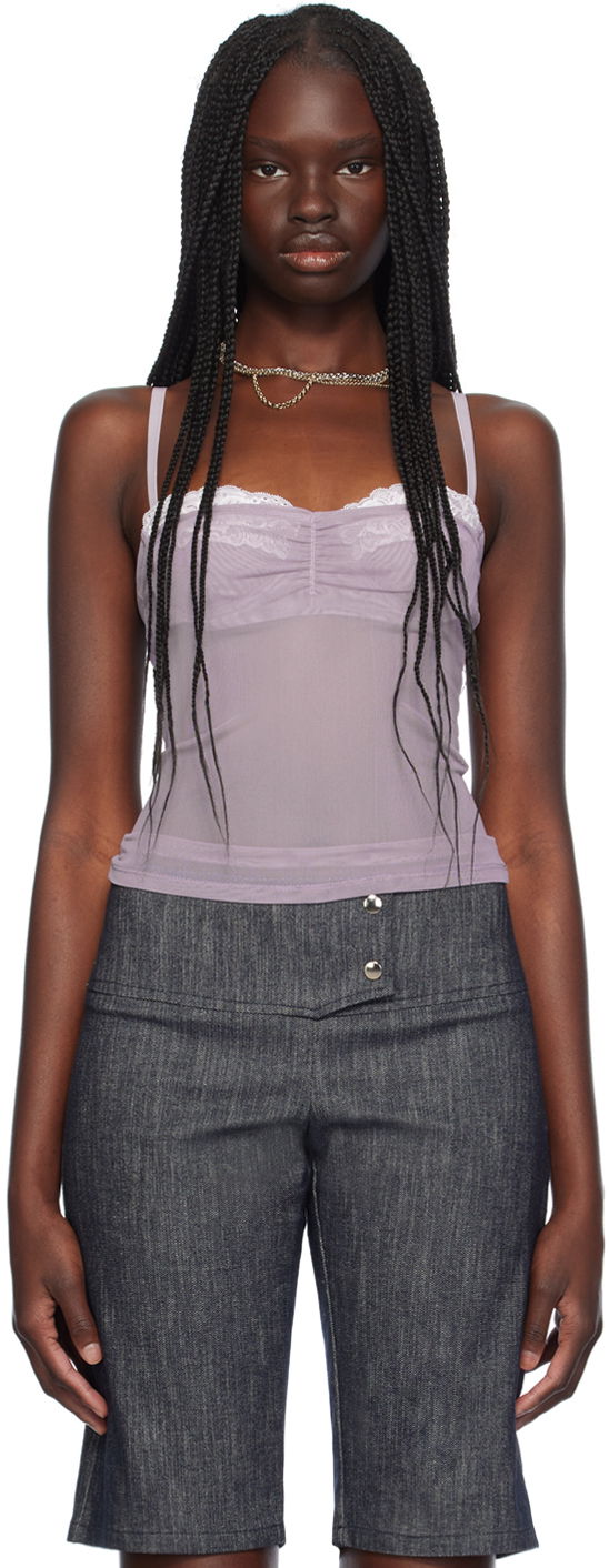 Majica bez rukava Miaou Miaou Enzo Lace Trim Tank Top Ljubičasta | 7092PM1SMO