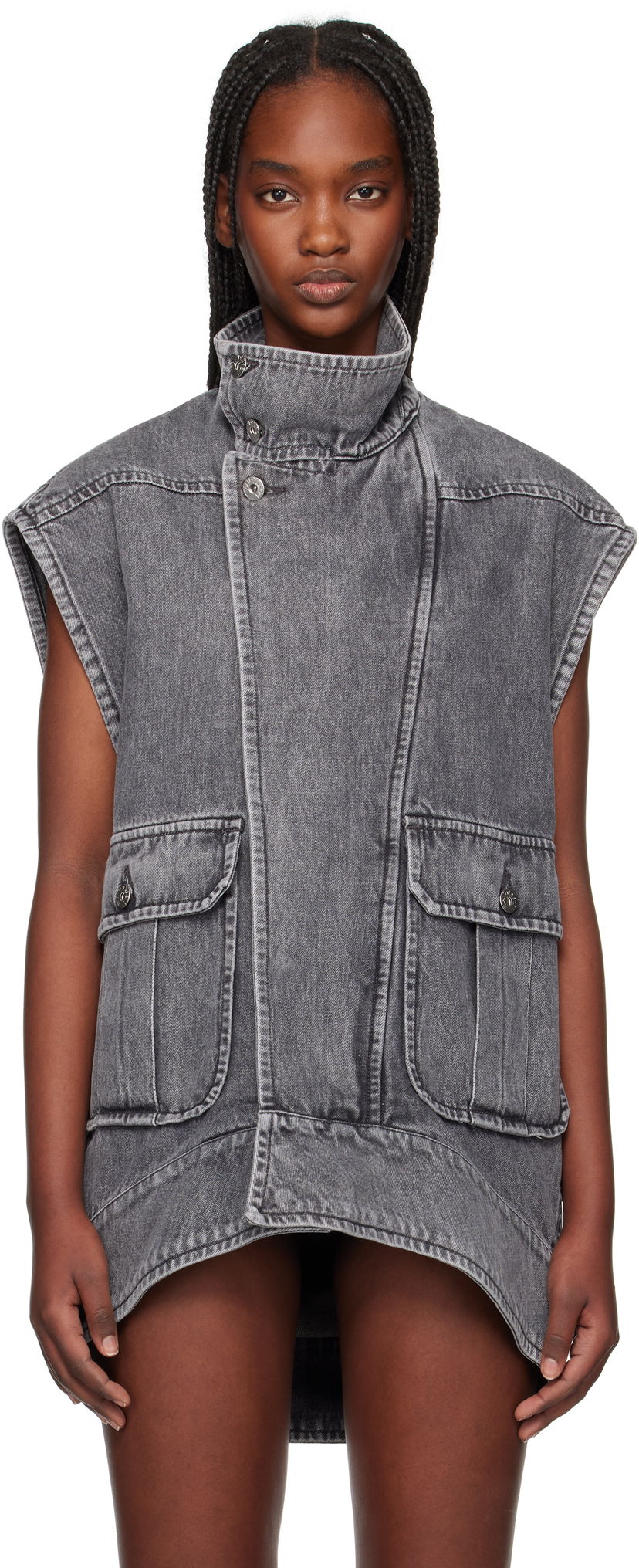 Prsluk JW Anderson JW Anderson Oversized Sleeveless High Neck Vest Siva | DJ0037-PG1745