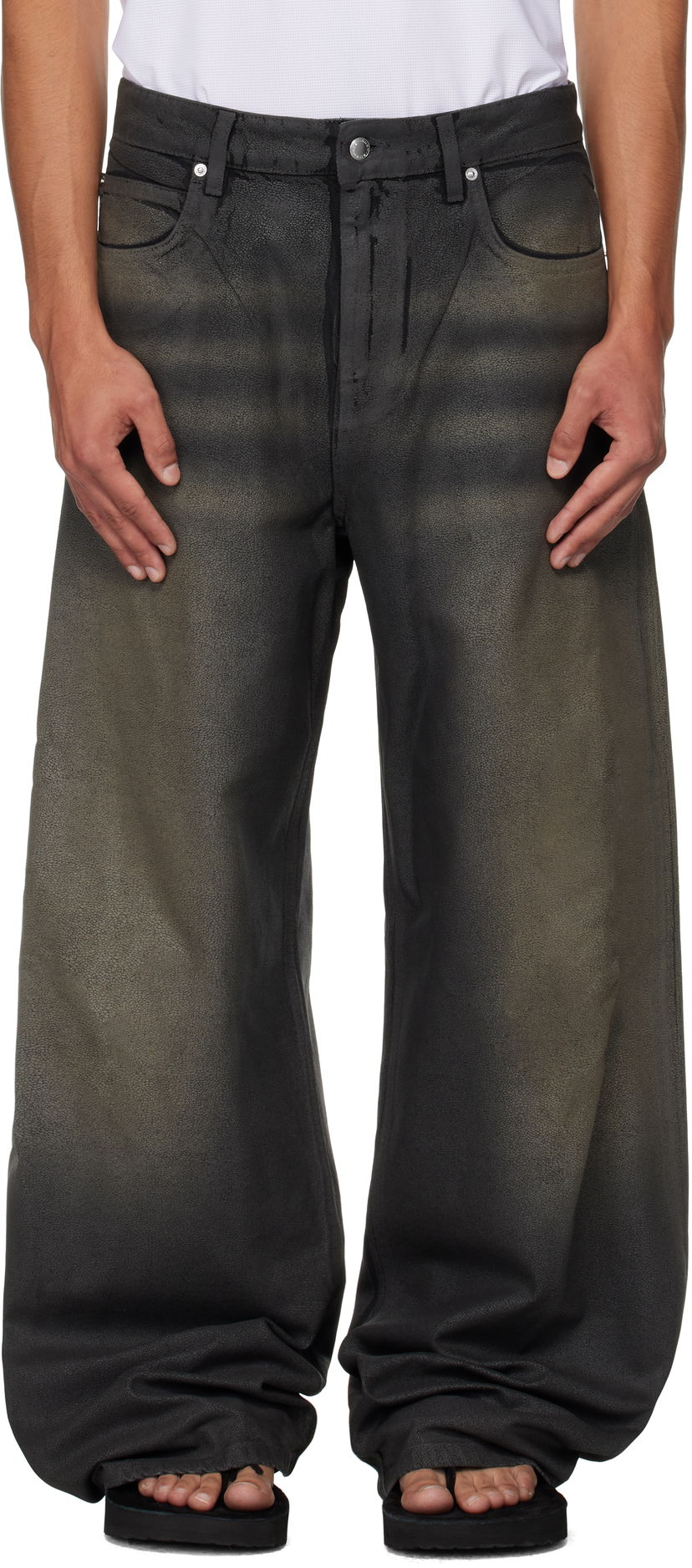 Jeans Alexander Wang Alexander Wang Faux Leather Relaxed Fit Jeans Crna | 6DC3254807