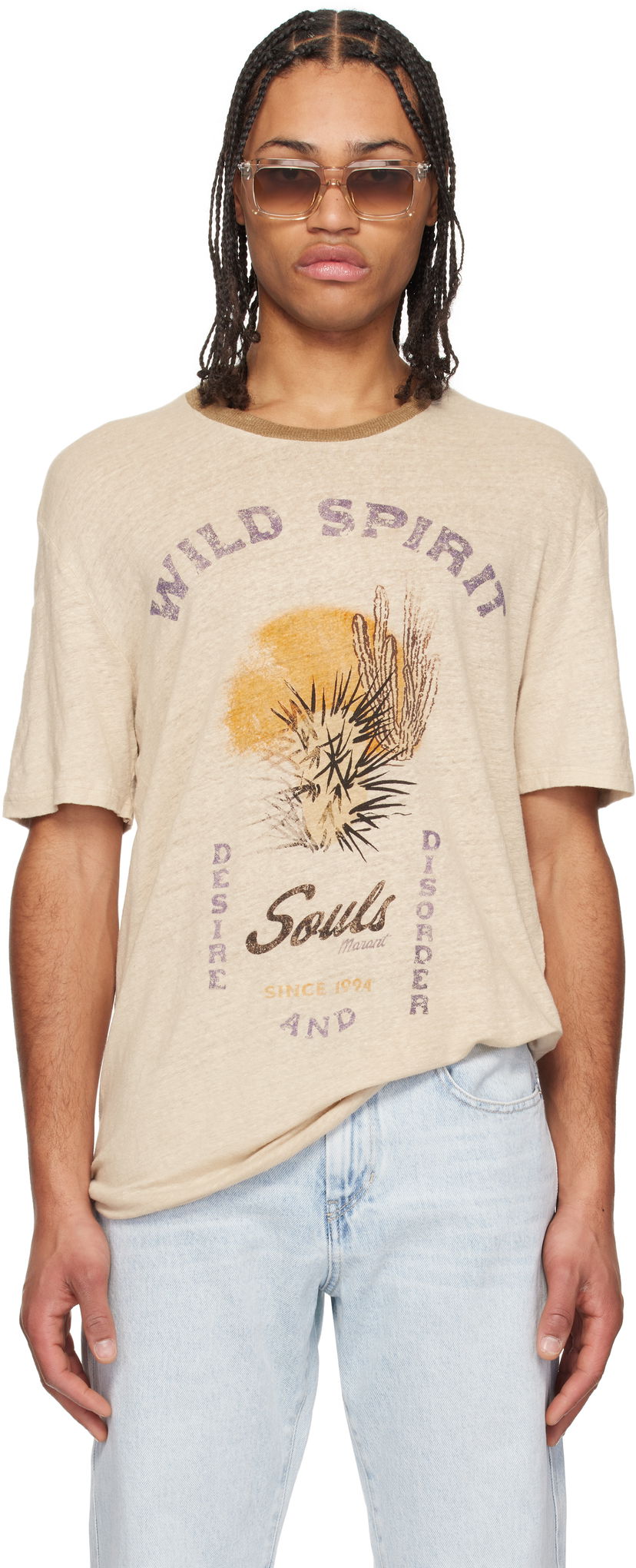 Majica kratkih rukava ISABEL MARANT Isabel Marant Honore Graphic T-Shirt Bež | 25PTS0052HC-C1N09H
