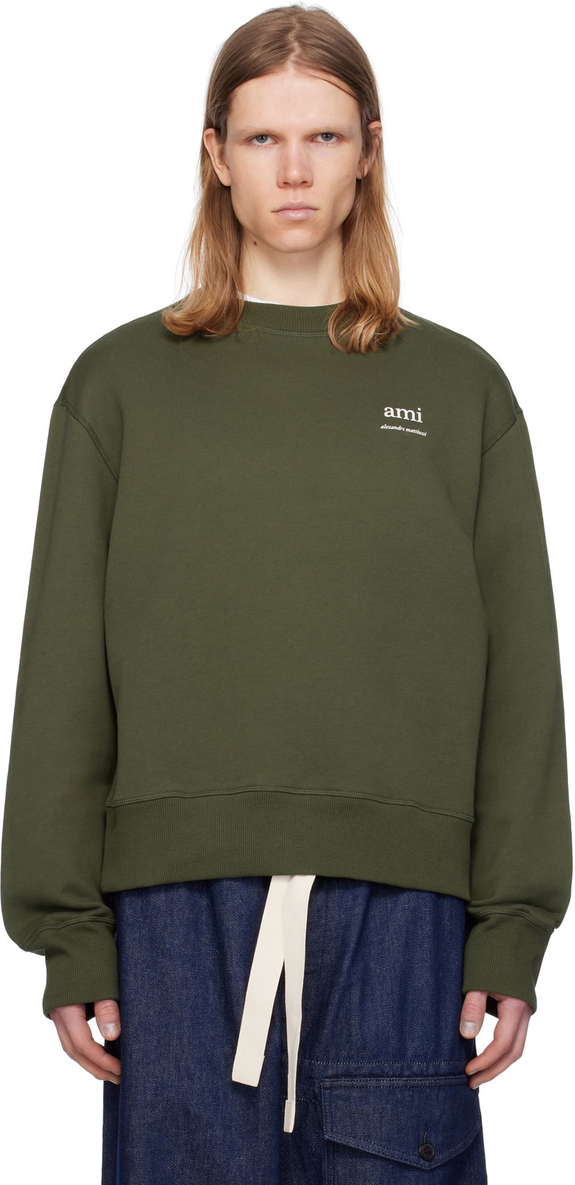 Džemper AMI AMI Paris Cotton Sweatshirt Zelena | HSW048.JE0120