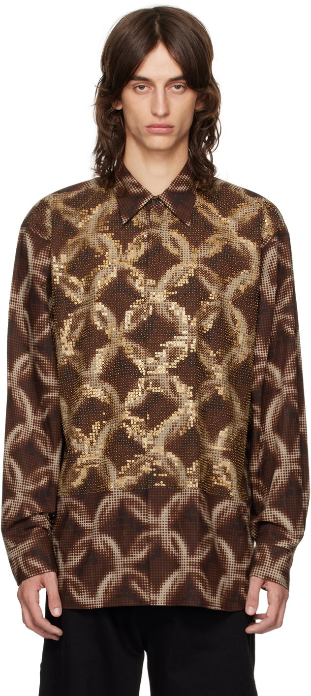 Košulja Dries Van Noten Beaded Shirt Smeđa | 242-020745-9000