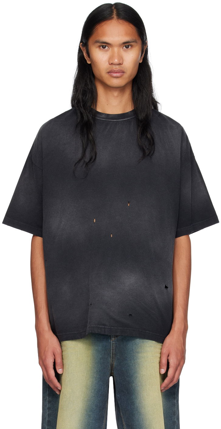 Majica kratkih rukava We11done Distressed T-Shirt Crna | WD-TT2-24-742-U-BK