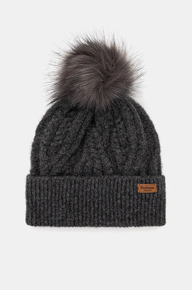 Kapica Barbour Cable Knit Pom Beanie Siva | LHA0555, 0