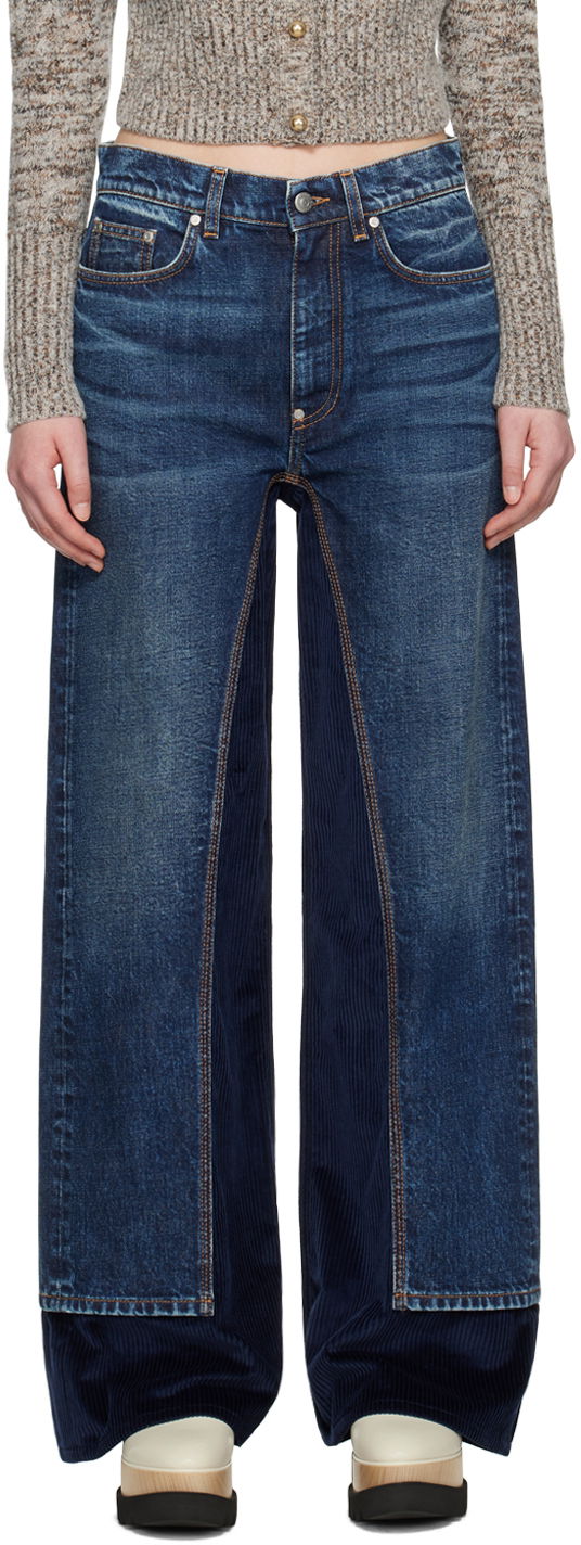 Jeans Stella McCartney Stella McCartney High-Rise Straight Leg Jeans Plava | 6D02893SPH82