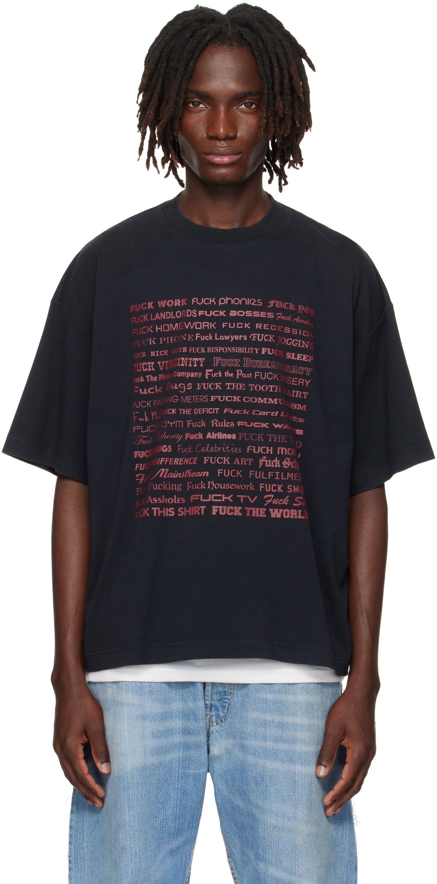 Majica kratkih rukava VETEMENTS Vetements 'Fuck' Regular Fit T-Shirt Crna | UH76TR660B, 0