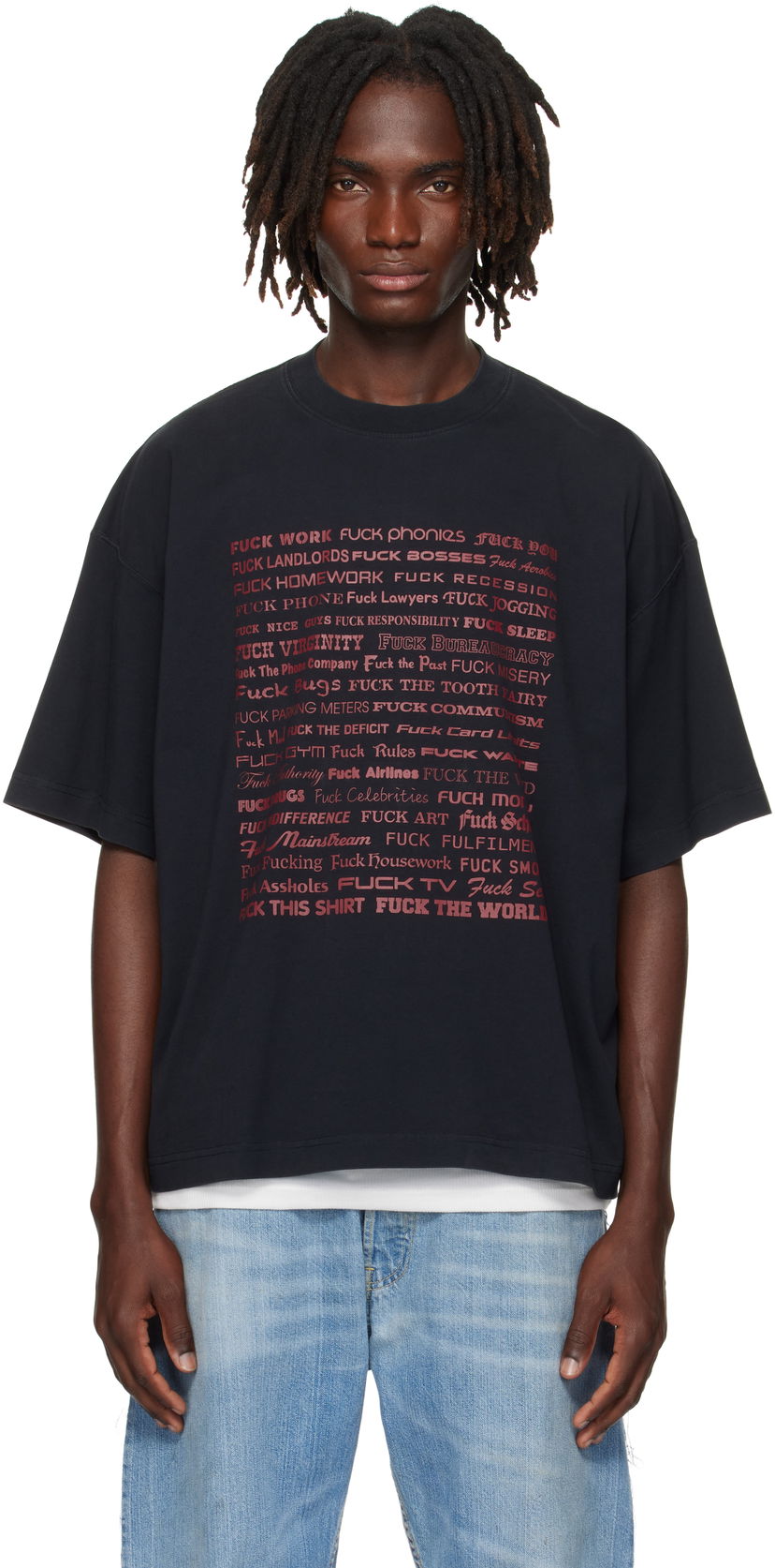 Majica kratkih rukava VETEMENTS Vetements 'Fuck' Regular Fit T-Shirt Crna | UH76TR660B