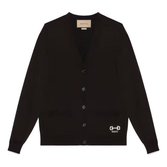 Džemper Gucci Fine Wool Cardigan With Interlocking G Emblem Crna | 731059-XKCZ3-1043