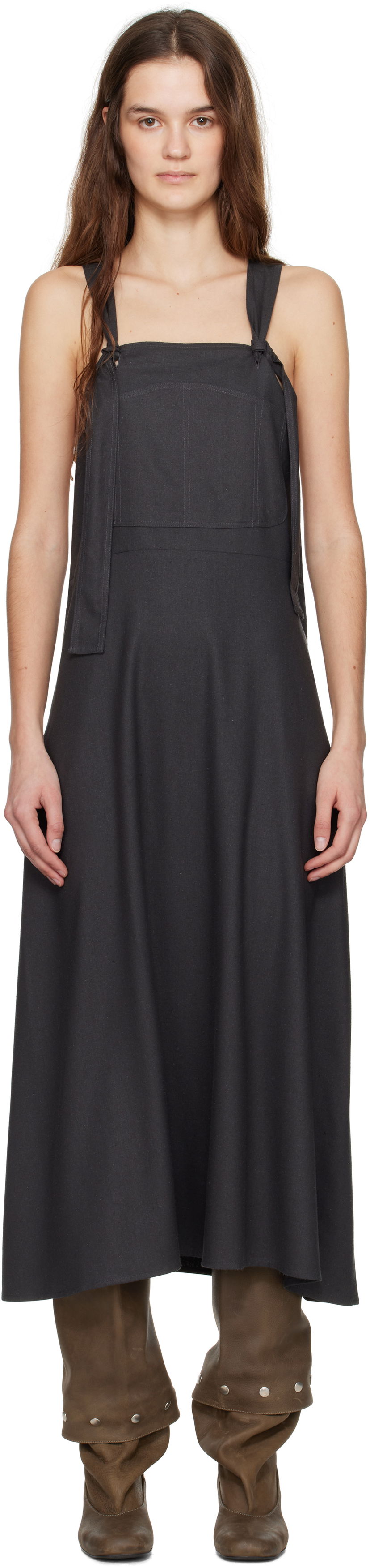 Haljina Baserange Baserange Gren Overalls Midi Dress Siva | DRGRO-WS-SP25