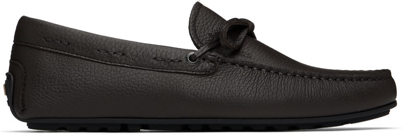 Tenisice i cipele BOSS BOSS Grained Leather Driver Sole Loafers Smeđa | 50536247