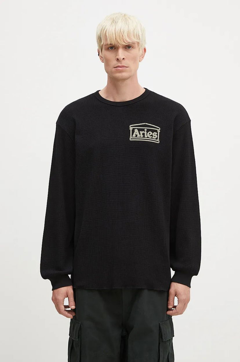 Dukserice Aries Waffle Crewneck Sweatshirt Crna | AR4066602