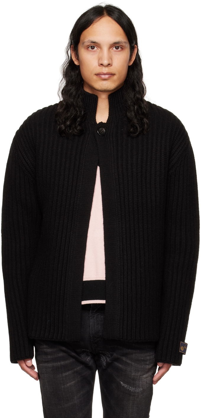 Džemper We11done We11done Stand Collar Knit Cardigan Crna | WD-KC3-22-612-U-BK